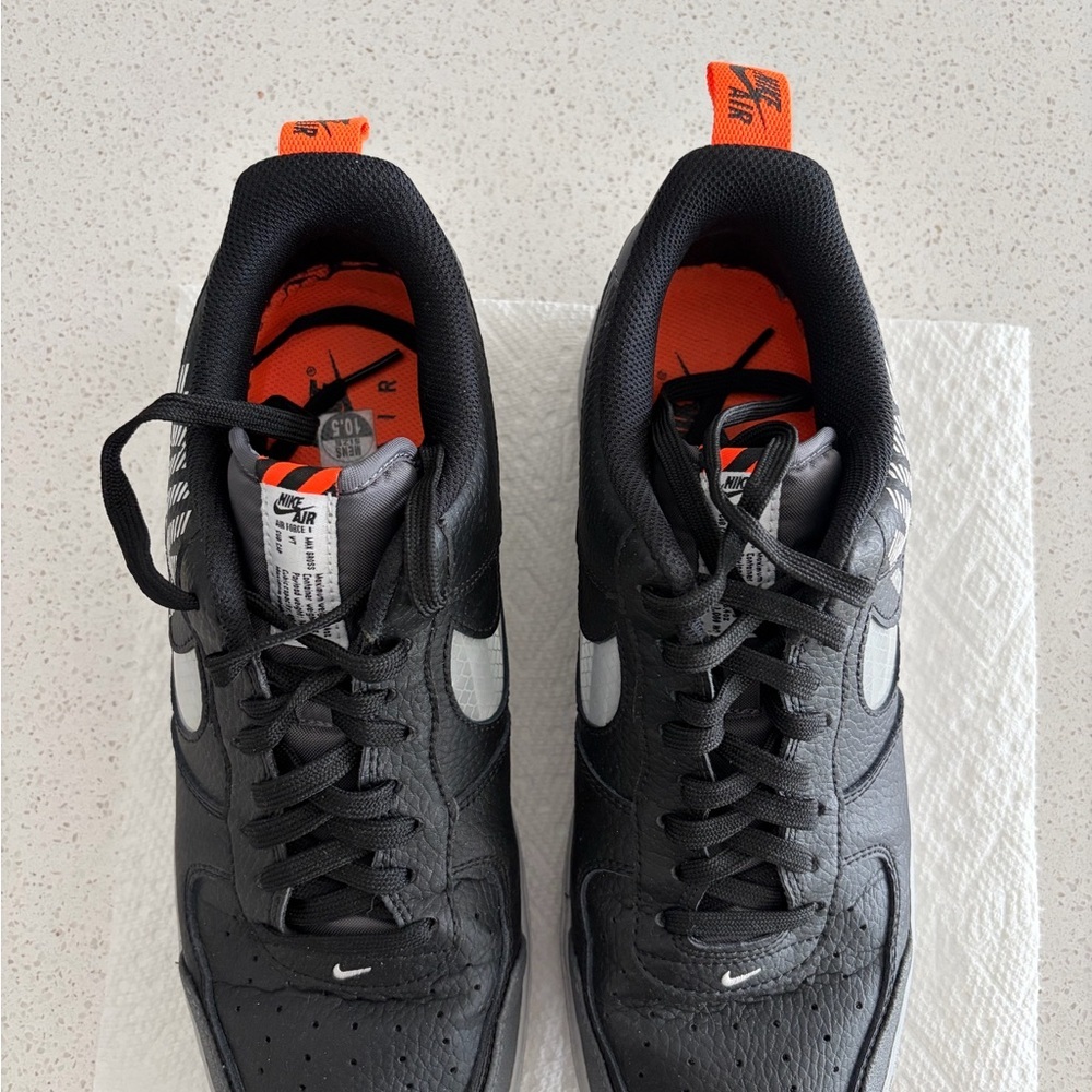 Nike Air Force 1 Men’s Black and Silver Sneakers - Picture 4 of 8